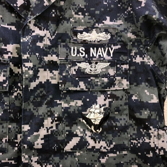 U.S. Navy Woman's Digital Military Jacket Uniform Small Camo Utility Collared Gr - Picture 8 of 15